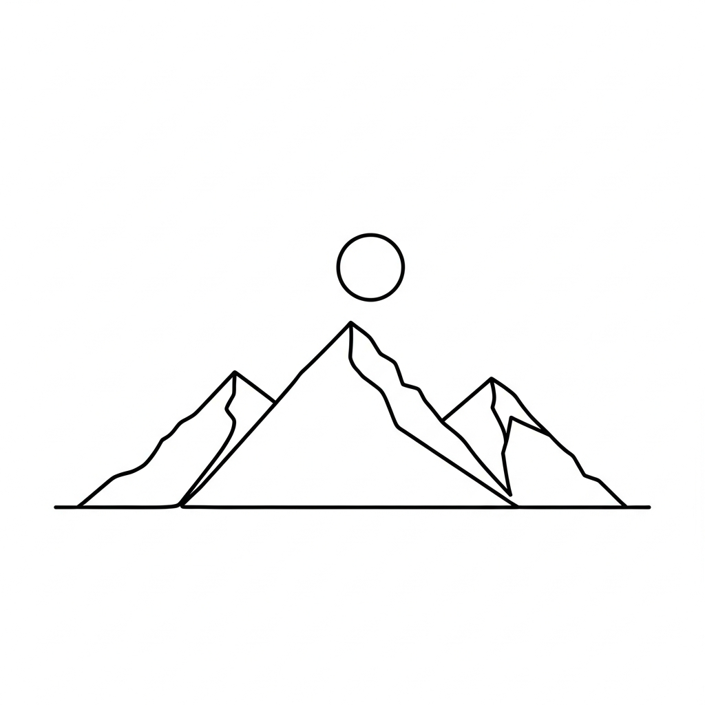 Zen Mountain Sun | Minimalist Line Art design 1773784861 zen minimalist nature